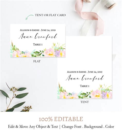 Printable Folded Place Cards