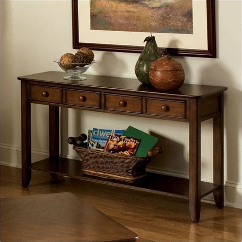 A fun decorating idea is to put a table behind your sofa for books or decor ideas. Standard Furniture Hialeah Court Sofa Table in Rich Cherry ...