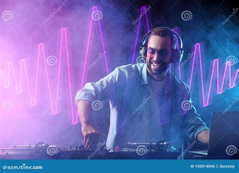 Male Dj Playing Music In Club Stock Photo Image Of Male Hobby 150014006