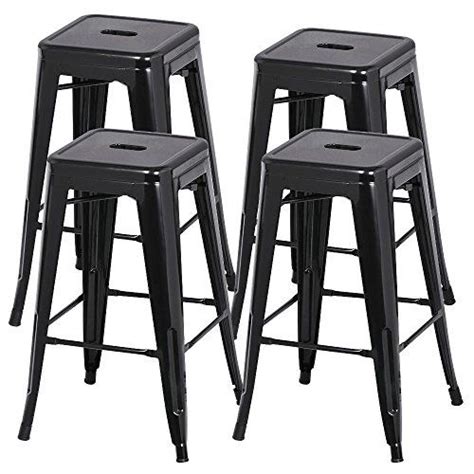 Yaheetech 30 Inches Metal High Backless Bar Stools Stackable Set Of 4