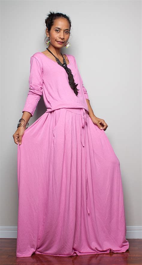 Pink Maxi Dress Long Sleeve Dress On Luulla