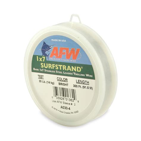 Afw Surfstrand Bare 1x7 Stainless Steel Leader Wire Bright 300