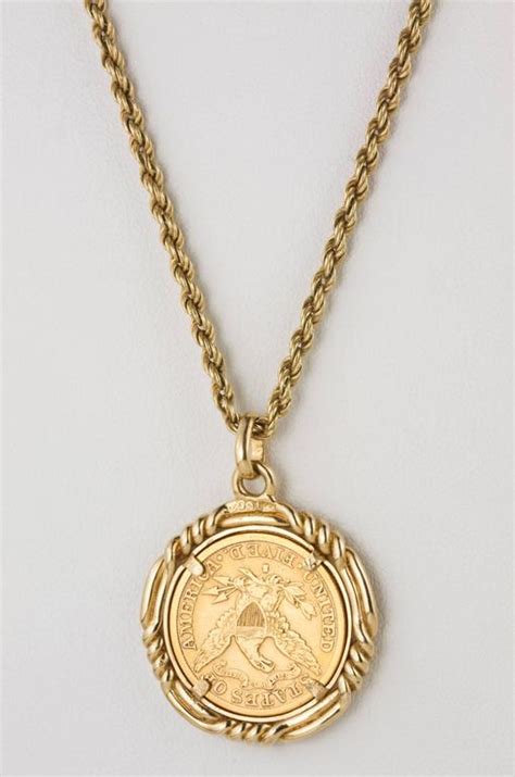 1892 Gold Coin Pendant At 1stdibs 14k Gold Coin Pendant Necklace