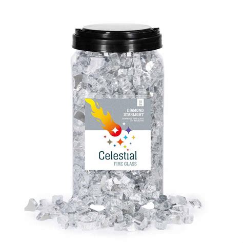 Celestial Fire Glass 1 2 In 10 Lbs Diamond Starlight Reflective Tempered Fire Glass In Jar Trl