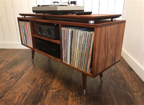 Solid Mahogany Turntable And Stereo Console With Isolation Platform An