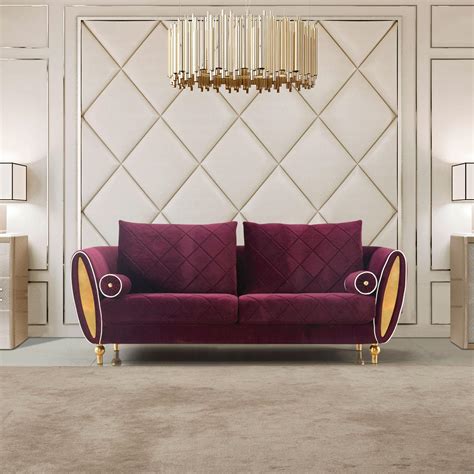 Luxury Burgundy Velvet Sipario Vita Sofa Ef 22561 European Furniture