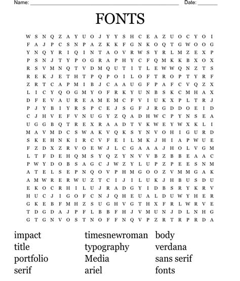 Fonts Word Search Wordmint