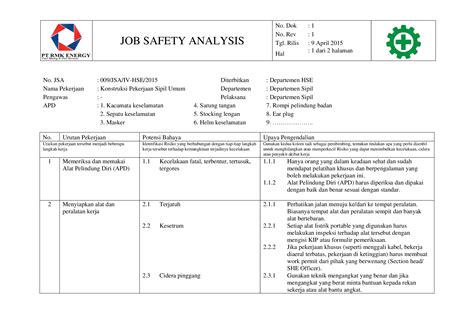 PDF JSA Konstruksi Pekerjaan Sipil Umum DOKUMEN TIPS