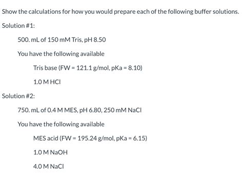 Solved Show The Calculations For How You Would Prepare Each Chegg Com