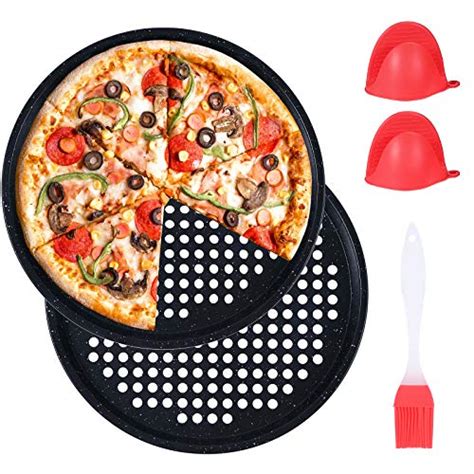 2 Pack Non Stick Pizza Pan 13 Inch Pizza Tray Carbon Steel Round Pizza