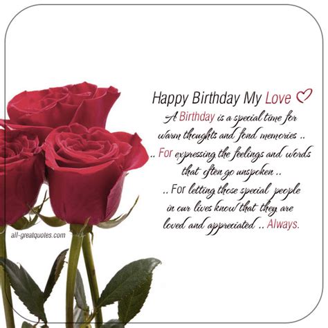 Happy Birthday My Love Romantic Cards For Facebook