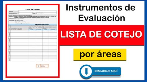 IMPORTANTE Instrumentos de Evaluación Lista de Cotejo por áreas Descarga aquí PDF Somos