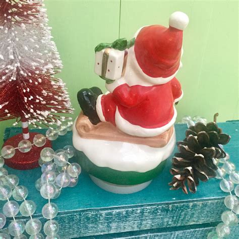 Vintage Santa Music Box Silent Night Music Box Vintage Kitschy