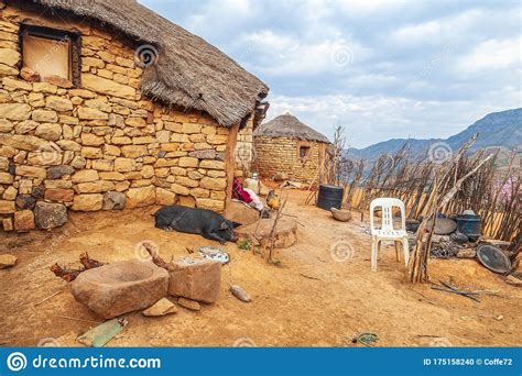 Lesotho Traditional House Basotho Hut Stock Photo Image Of Poverty