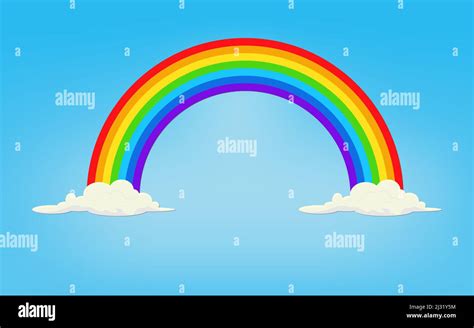 Blue Sky With Rainbow And Cloud Vector Illustration Stock Vector Image