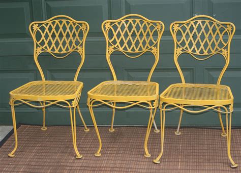 Three Vintage Heavy Wrought Iron Patio Chairs By Theoldgreengarage On