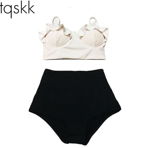 Tqskk 2019 New Bikinis Women Swimsuit High Waist Bathing Suit Plus Size Swimwear Push Up Bikini
