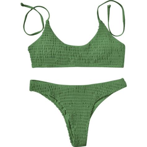 Smocked Padded Bralette Bikini Set Green Bikinis Bralette Bikini Hot