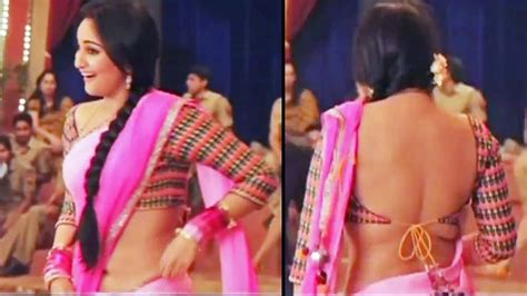 Sonakshi Sinha Backless Saree And Navel Show Dabangg 2 Hair Wrap Beauty Swimwear