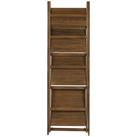 Hartleys Brown 4 Tier Folding Ladder Storage Home Display Shelf Bedroom