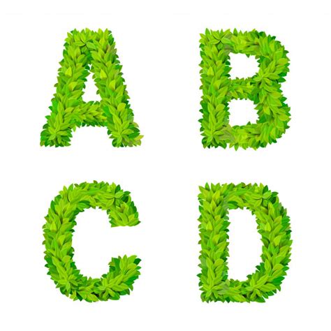 Free Abc Grass Leaves Letter Number Elements Modern Nature Placard Lettering Leafy Foliar