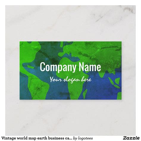 Vintage World Map Earth Business Card Template Business