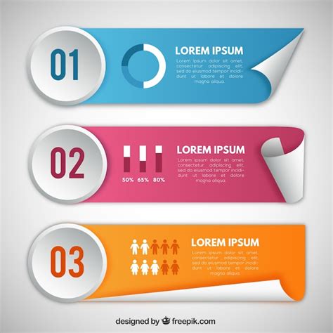 Premium Vector Pack Of Colored Infographic Banners In Realistic Style