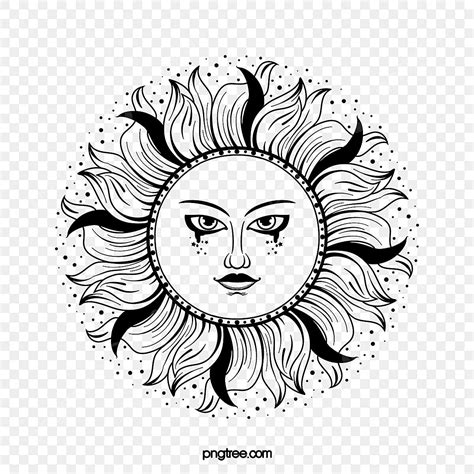 Personality Creative Black And White Sun Tattoo Sun Drawing Sun