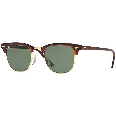 Ray Ban Rb3016 Men S Polarised Clubmaster Sunglasses Tortoise Dark Green At John Lewis And Partners