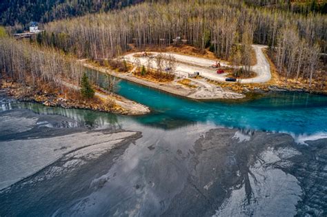 Aerial View Of An Alaska State Recreation Area On The Knik River Stock