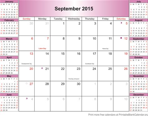 Printable Calendar September 2015 Printable Blank