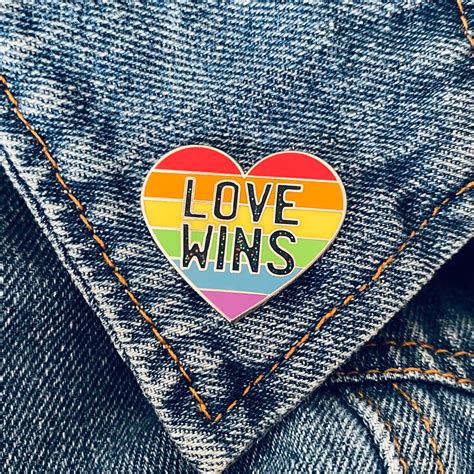 Rainbow Love Wins Heart Pin Marriage Equality Lgbtq Pride Etsy