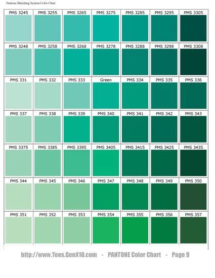 Pantone Green Color Chart
