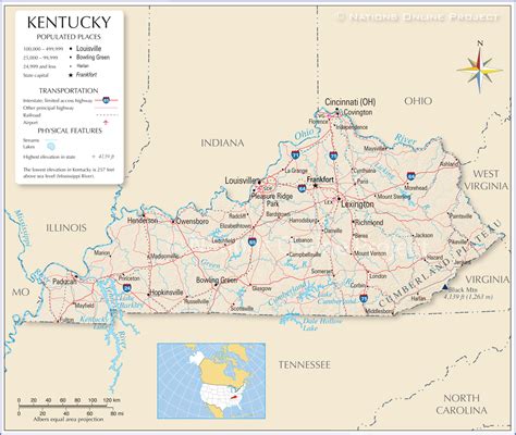 Map Of The State Of Kentucky Usa Nations Online Project