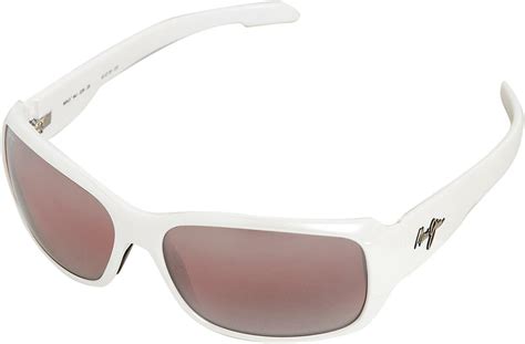 Maui Jim Homoa Beach Polarized Rectangular Sunglasses White Pearl Frame Maui Rose