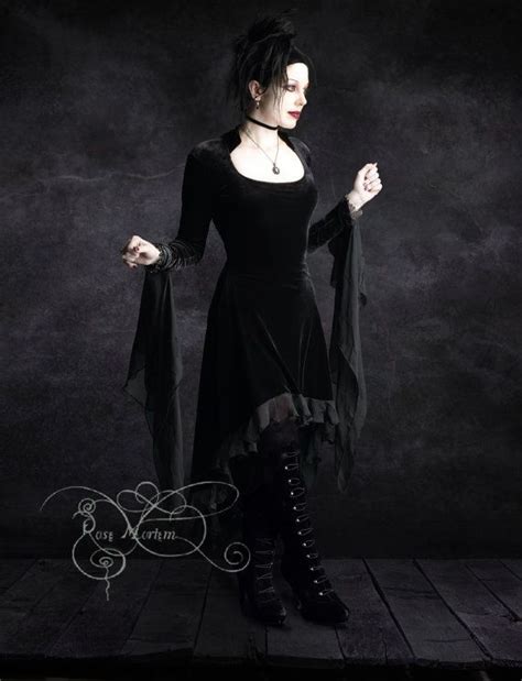 Circee Romantic Gothic Dress In Black Velvet Dark Romantic Couture