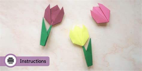 Mothers Day Origami Tulip Paper Craft Teacher Made