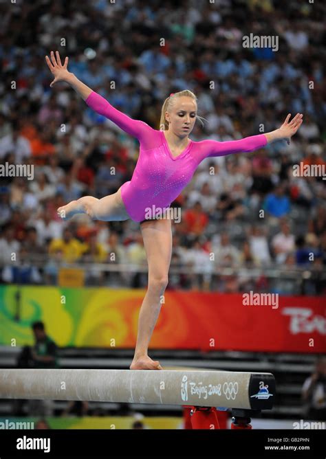 Usas Nastia Liukin In Action On The Beam In The Womens Individual All Round Final At Beijings