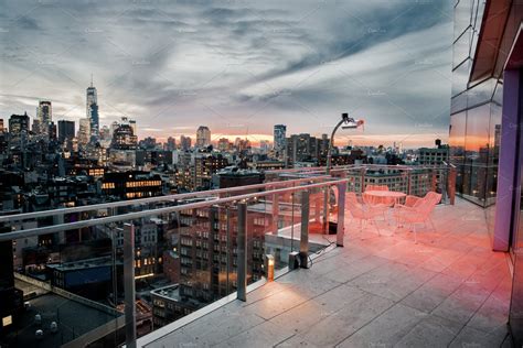 Luxury City Rooftop Balcony Architecture Stock Photos ~ Creative Market