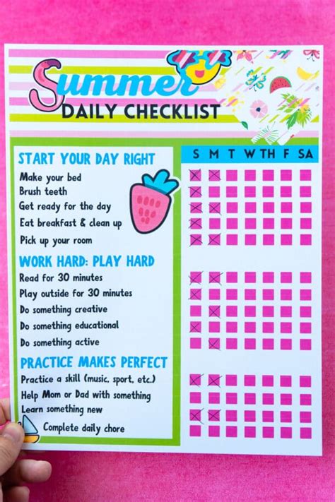 Free Printable Summer Chore Chart 6 Versions Play Party Plan
