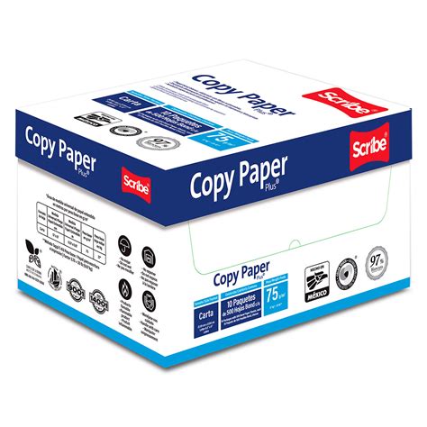 Caja De Papel Bond Copy Paper Plus Carta Scribe 5000 Hojas Blancas