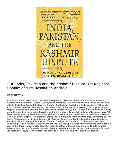 pdf india pakistan and the kashmir dispute on regional conflict and its resolution android