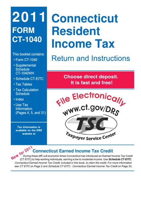 Instructions For Form Ct 1040 Connecticut Resident Income Tax 2011