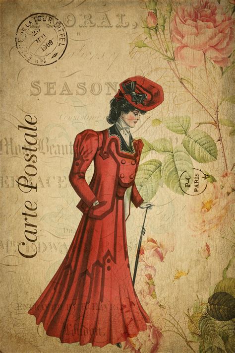 Woman Vintage French Postcard Free Stock Photo Public Domain Pictures