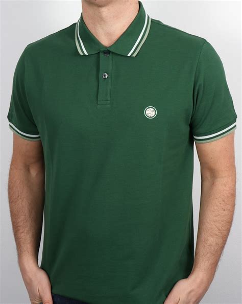 Pretty Green Tipped Polo Shirt Dark Greenshort Sleeve