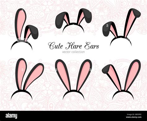 Hare Ears Costume Bunny Ears Headdress Icons On White Background