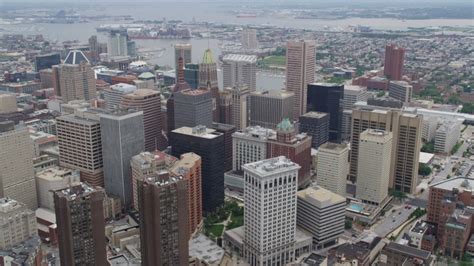 5k Stock Footage Aerial Video Approaching Downtown Baltimore