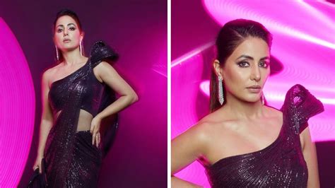 Hina Khan Makes Jaws Drop In Sequinned Saree Style Gown In Latest