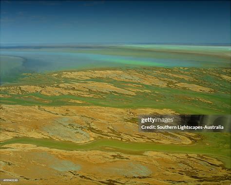 An Aerial View Of The Australian Outback In Flood Around Lake Eyre