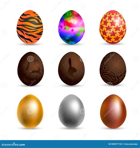 Set Of Vector Colored Painted Eggs For Easter Stock Vector
